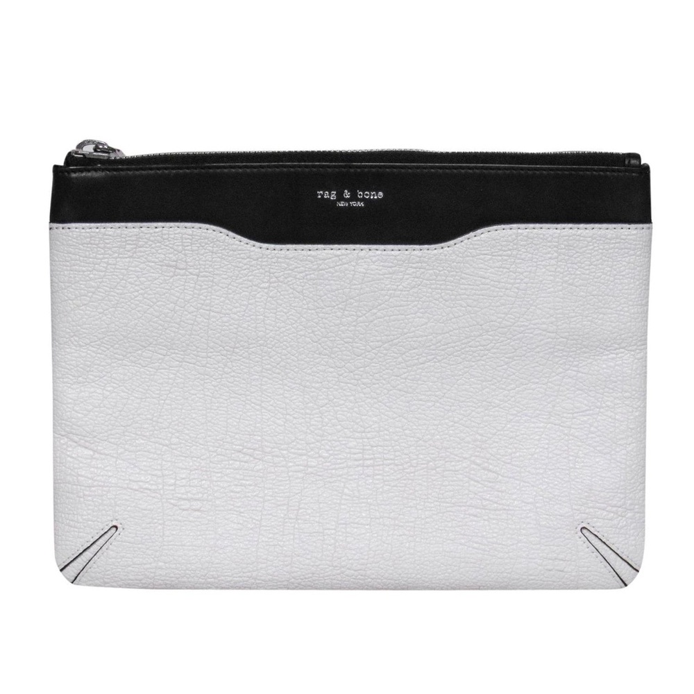 Rag & Bone Black and White Textured Leather Clutch